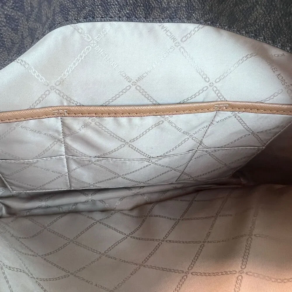 Michael Kors Jet Set Medium Pocket Tote Bag in Brown & Dust Cover Designer Tote